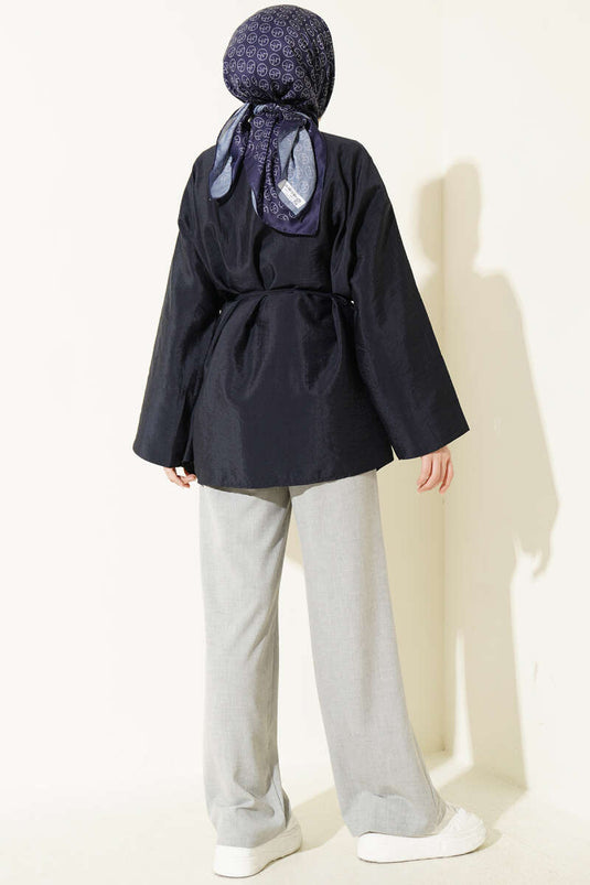 Chemise parachute à plis avant bleu marine