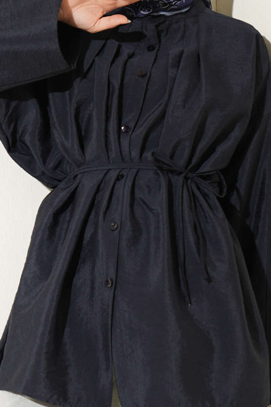 Chemise parachute à plis avant bleu marine