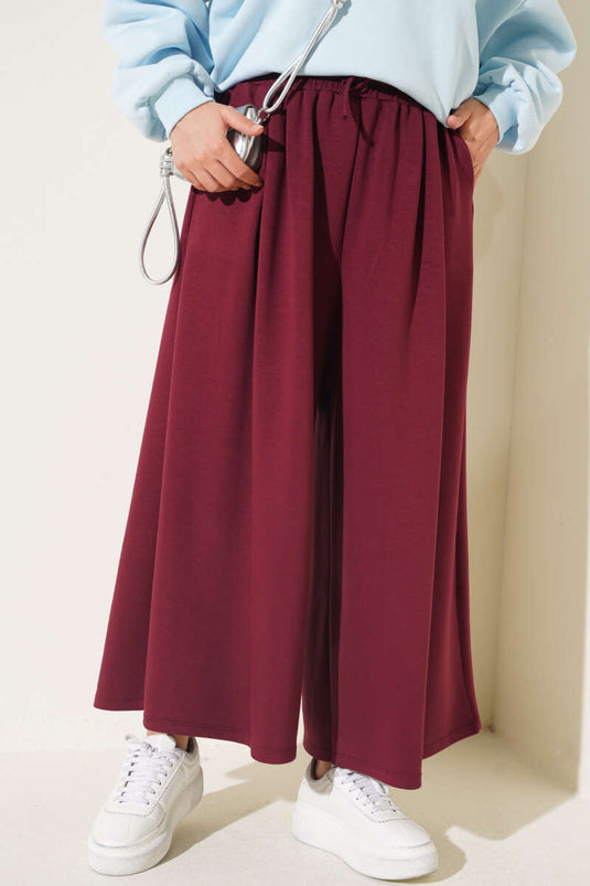 Bordeaux Plissierte Spitzenhose