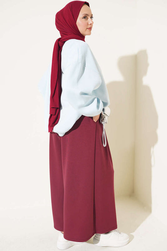 Bordeaux Plissierte Spitzenhose