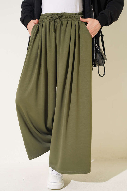 Haki Plissierte Lounge-Hose
