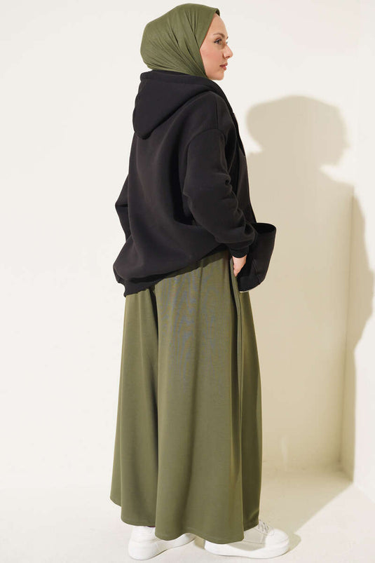Haki Plissierte Lounge-Hose