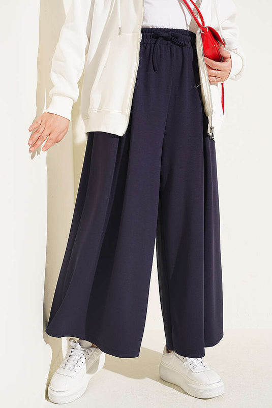 Pantalon En Dentelle Plissée Marine