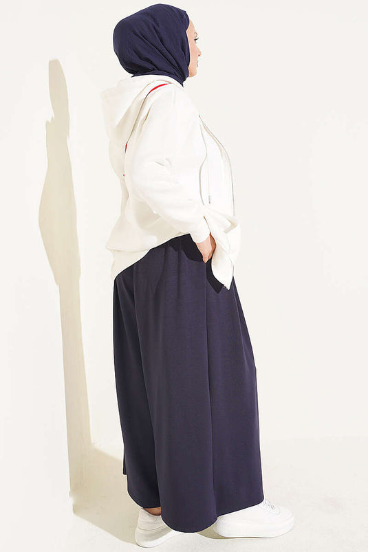 Pantalon En Dentelle Plissée Marine