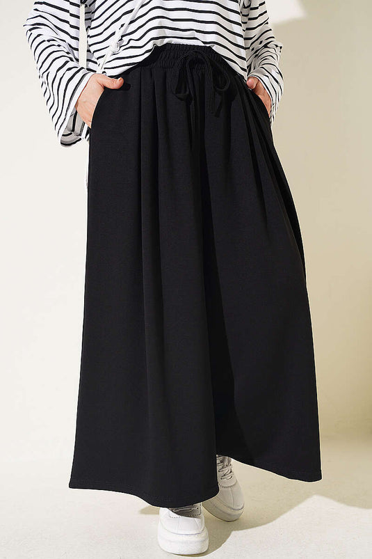 Pantaloni In Pizzo Plissettato Neri
