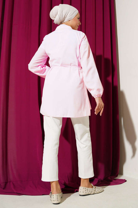 Pleated Front Sweater Shirt Dusty Pink