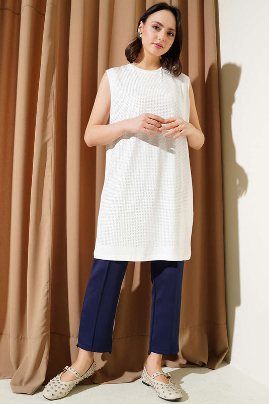 Ecru Interior with Stone Decoration on the Front