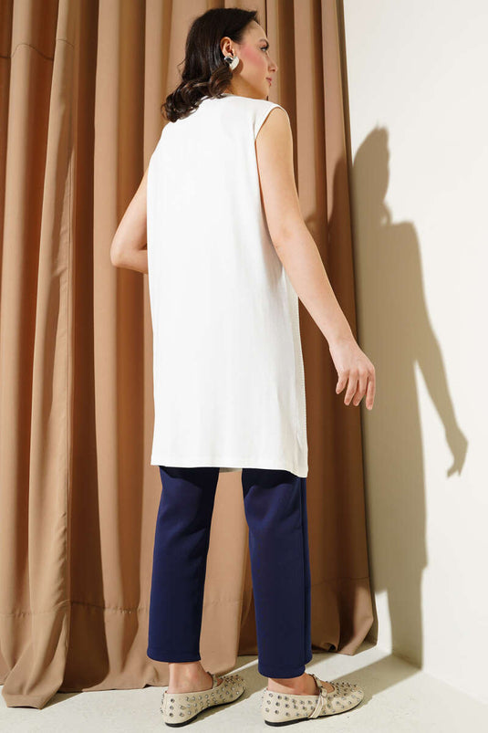 Ecru Interior with Stone Decoration on the Front