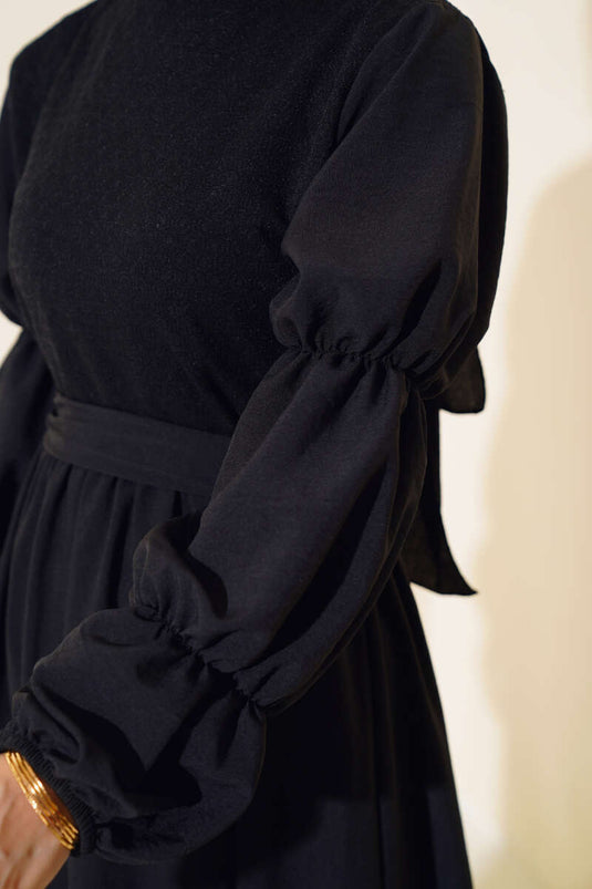 Robe Détaillée En Tulle Devant Noir