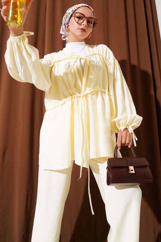 Yellow Lace-Up Two-Piece Suit