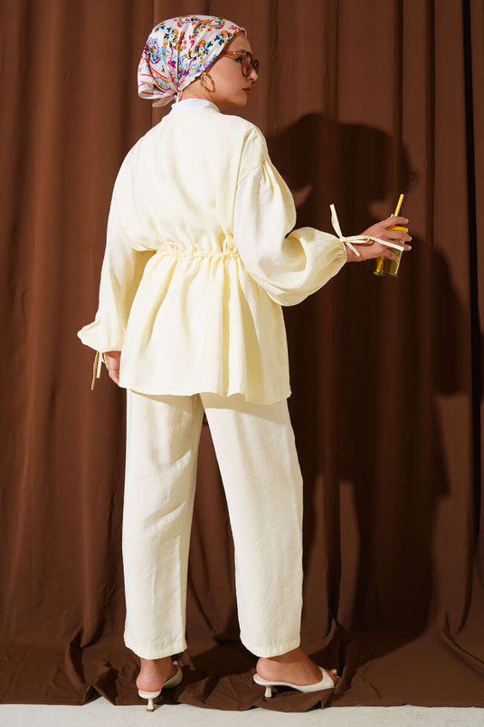 Yellow Lace-Up Two-Piece Suit