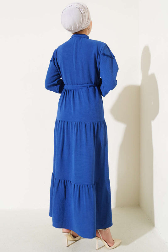 Half Buttoned Layered Dress in Parliament