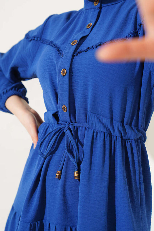 Half Buttoned Layered Dress in Parliament