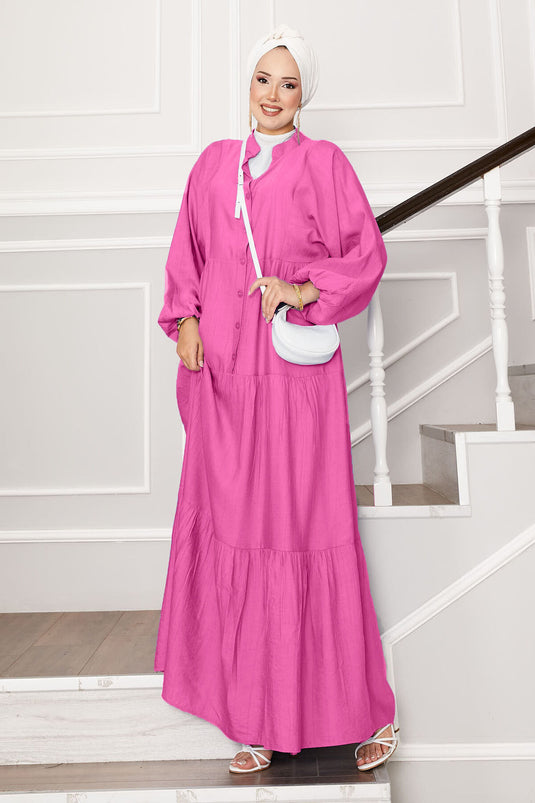 Robe à volants et demi-bouton rose