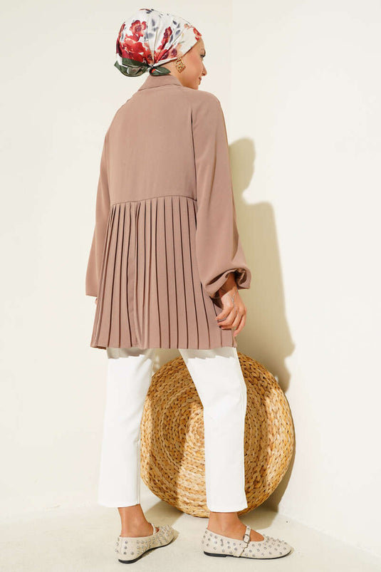 Tunique plissée Latte avec demi-fermeture éclair sur le devant