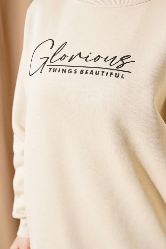 Vorne bedrucktes Chardon-Sweatshirt Beige