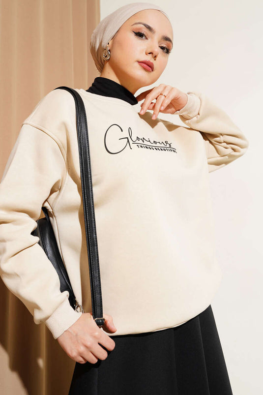 Vorne bedrucktes Chardon-Sweatshirt Beige