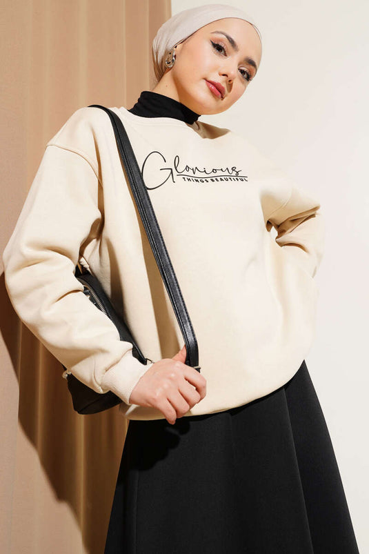 Vorne bedrucktes Chardon-Sweatshirt Beige