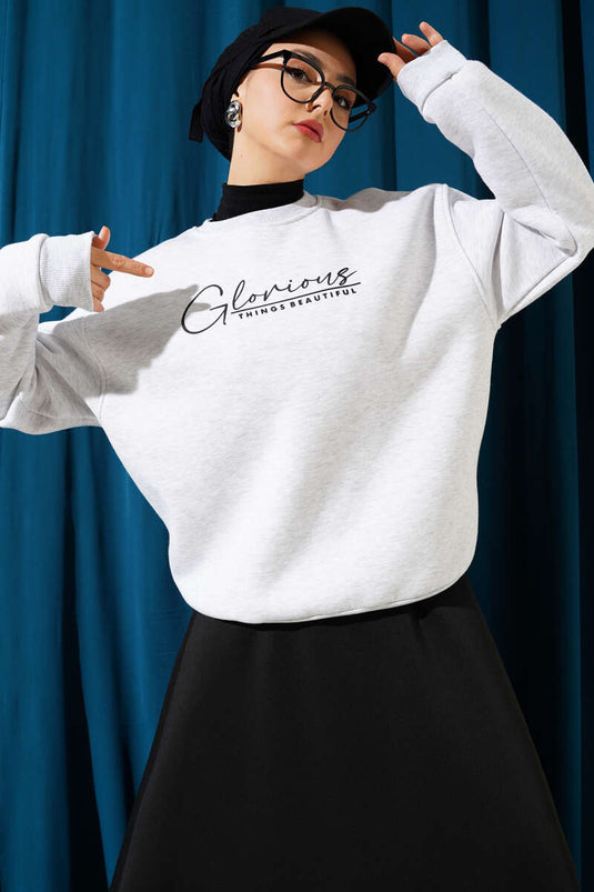 Vorne bedrucktes Chardon-Sweatshirt in Melange-Grau