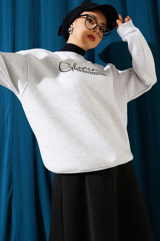 Vorne bedrucktes Chardon-Sweatshirt in Melange-Grau