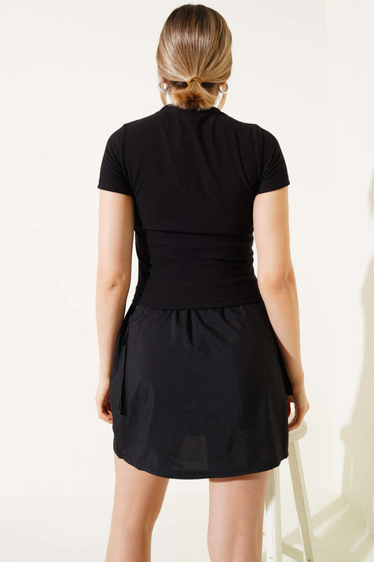 Crop Black with Star Pattern on the Front