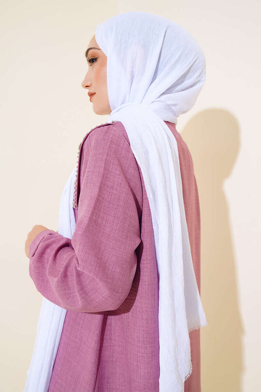 Organic Bamboo Crinkle Scarf White -5