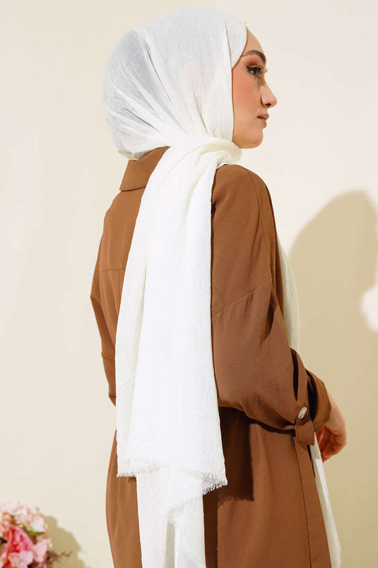 Organic Bamboo Crinkle Scarf Ecru -32