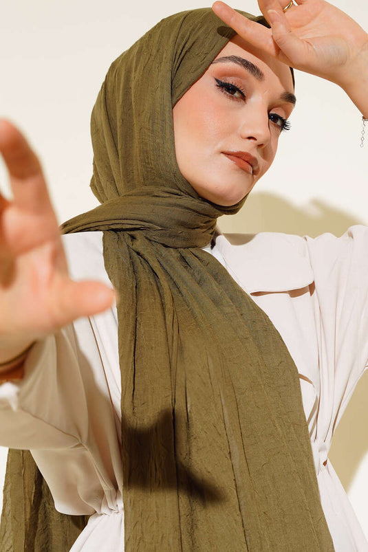 Organic Bamboo Crinkled Scarf Khaki