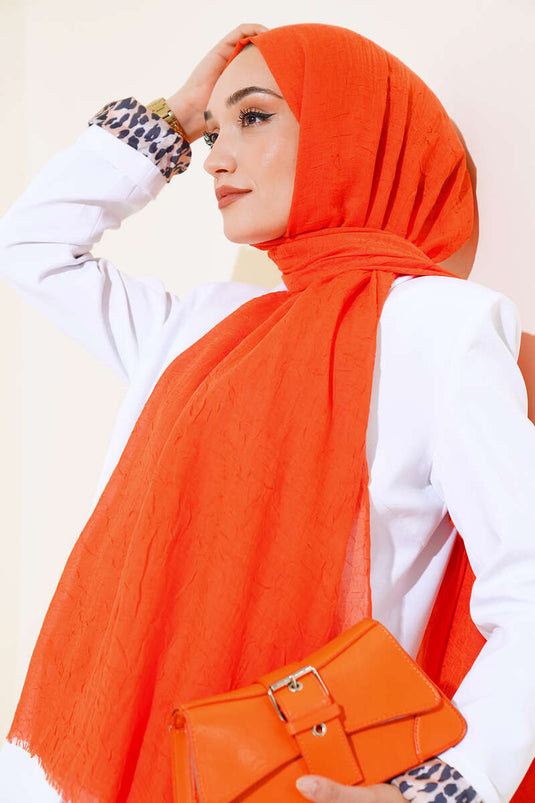 Organik Bambu Kraş Şal Oranj