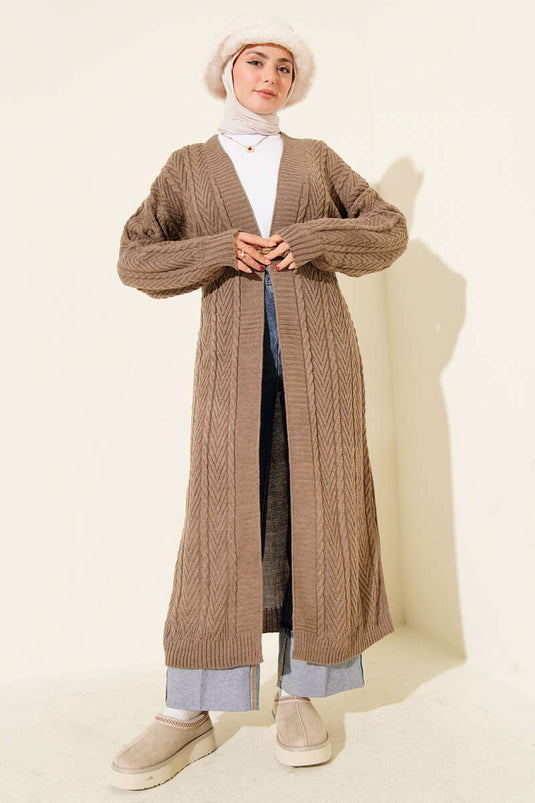 كارديجان محبوك طويل من قماش المنك