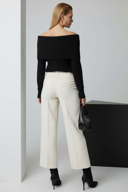 Gilet noir zippé à détails tricotés