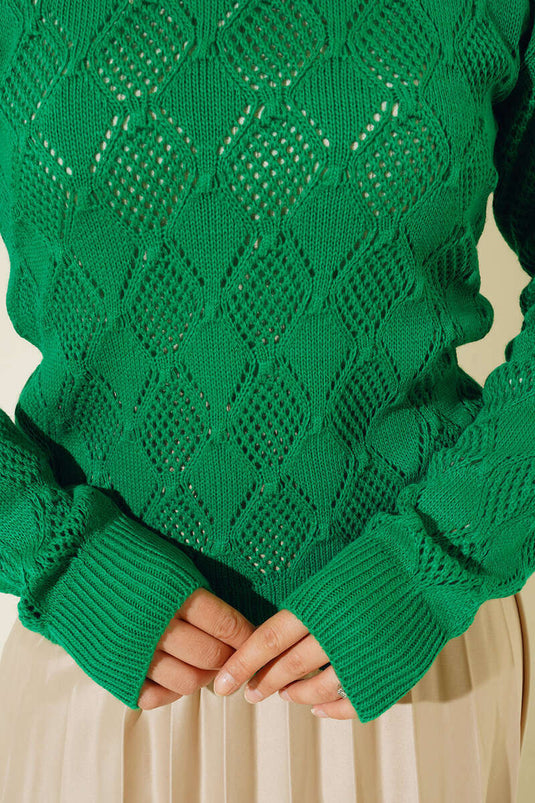 Detaillierter Strickpullover in Grün