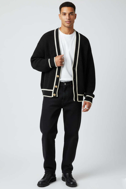 كارديجان أسود محبوك