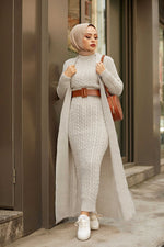 Ensemble cardigan tricoté crème