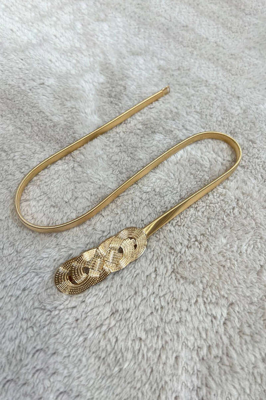 Braided Buckle Italian Flat Belt Gold