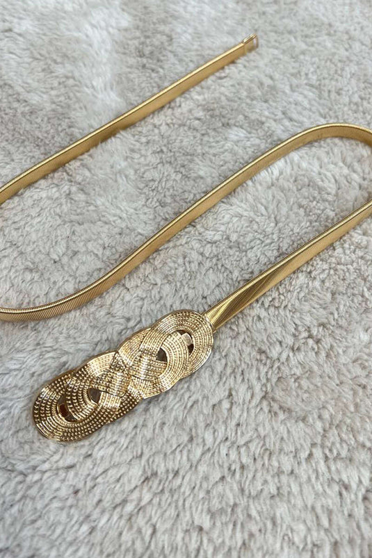 Braided Buckle Italian Flat Belt Gold