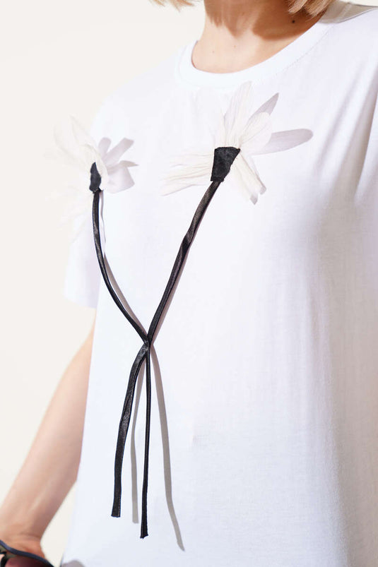 Orchid Motif T-shirt White