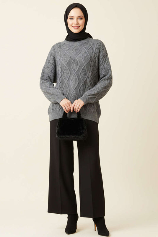 Pull en maille, gris fumé