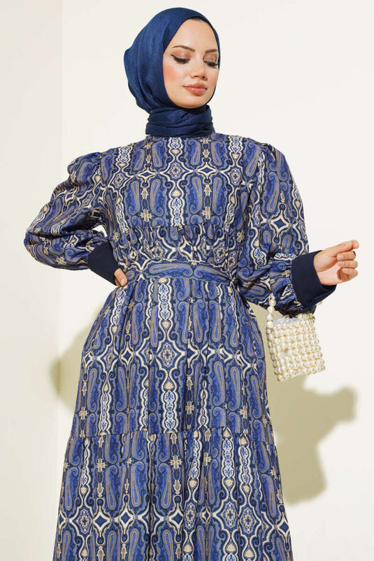 Robe superposée à motif authentique bleu marine