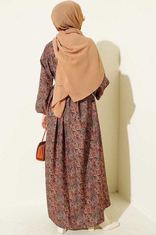 Vintage Muster Abaya Kleid Camel