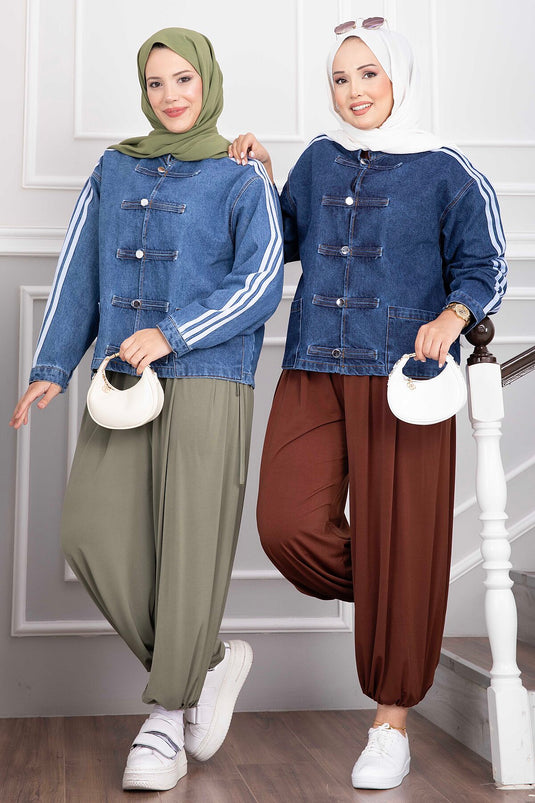 Veste En Jean Vintage À Boutons Et Poches Ouvertes Bleu Clair