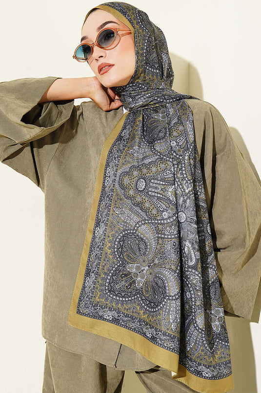 Vintage Muster Schal In Henna-Grün