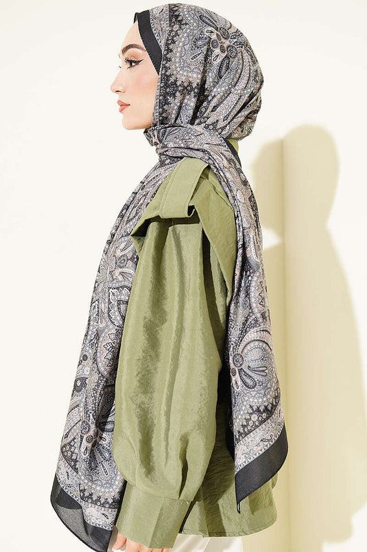 Vintage Muster Schal Schwarz