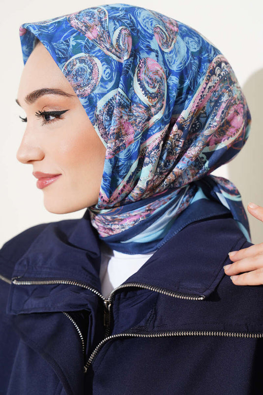 Sciarpa autentica con motivo Paisley blu navy