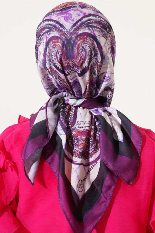 Authentic Paisley Pattern Scarf Purple