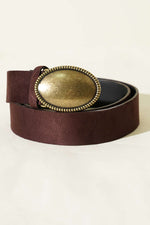 Ceinture À Boucle Antique Oval En Daim Marron