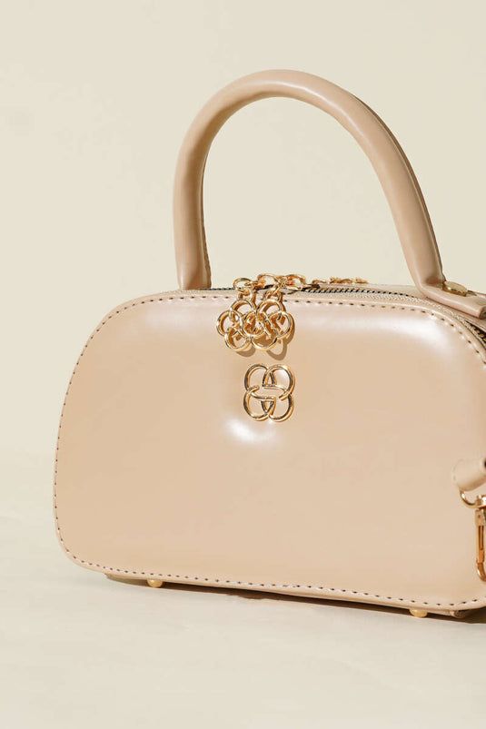 Oval Double Zipper Bag Beige