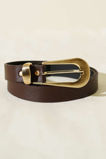 Ceinture À Boucle Dorée Ovale Rectangle En Marron