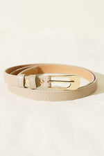Ceinture Fine À Boucle Ovale Beige