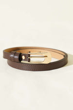 Ceinture Fine À Boucle Ovale En Couleur Café